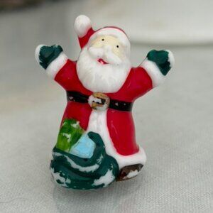 Miniature Tiny Santa Claus Christmas Ceramic Village Figure VTG